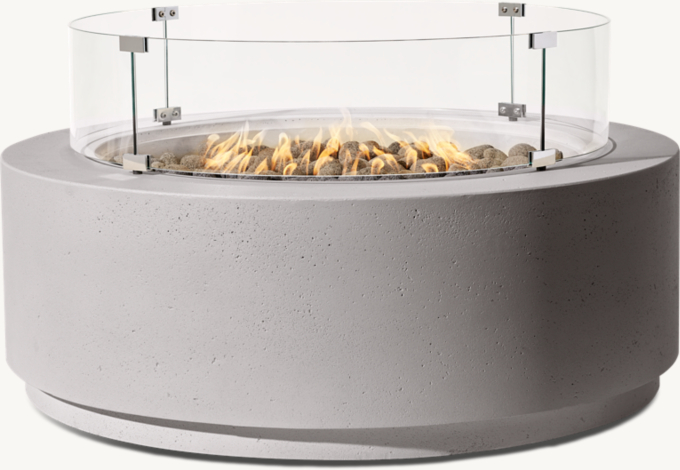 ORIZABA Fire Table Round Glass Wind Screen