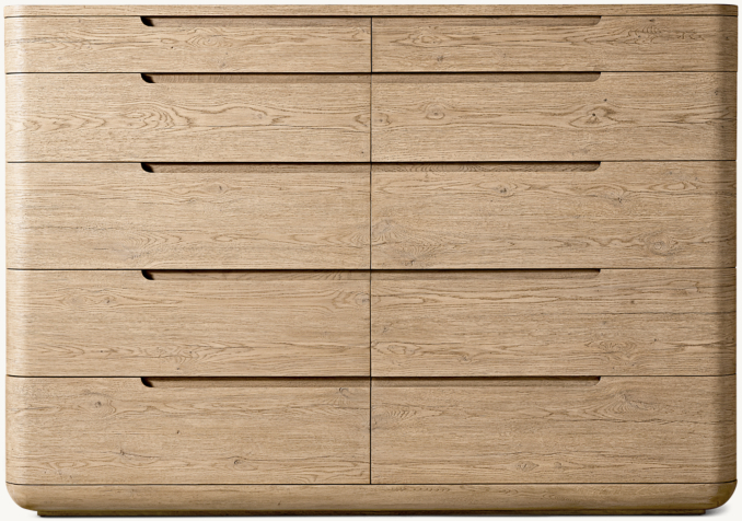 Vue de Face - Bora - Commode à 10 Tiroirs - Chêne Grège