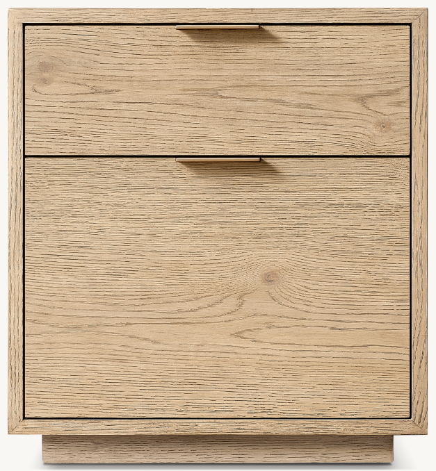 Vue de Face - Montecito - Table de Nuit Fermée - Chêne Grège