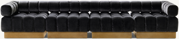 Front view of Harvey Probber Deep Tuft Modular 4-Piece Sofa 