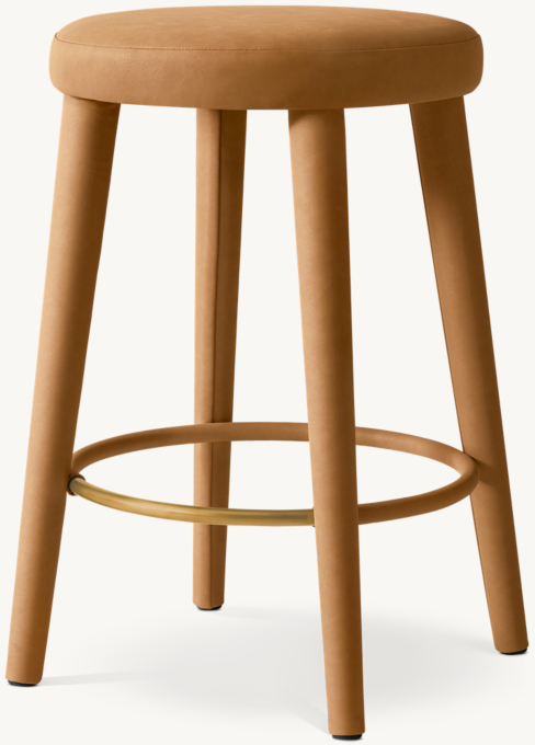 Nicola Backless Round Vegan Leather Bar & Counter Stool