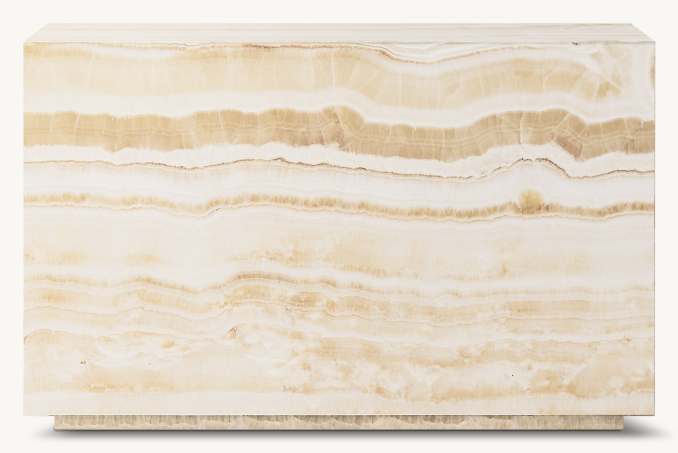 Vue de Face - Rocco - Table D'Appoint Rectangulaire - Onyx Blanc Cassé