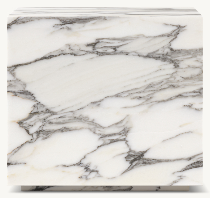 Side table shown in Italian Arabescato Marble.