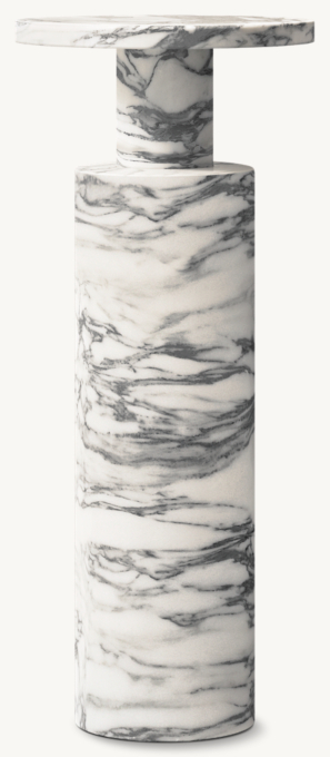 Drink table shown in Italian Arabescato Marble.