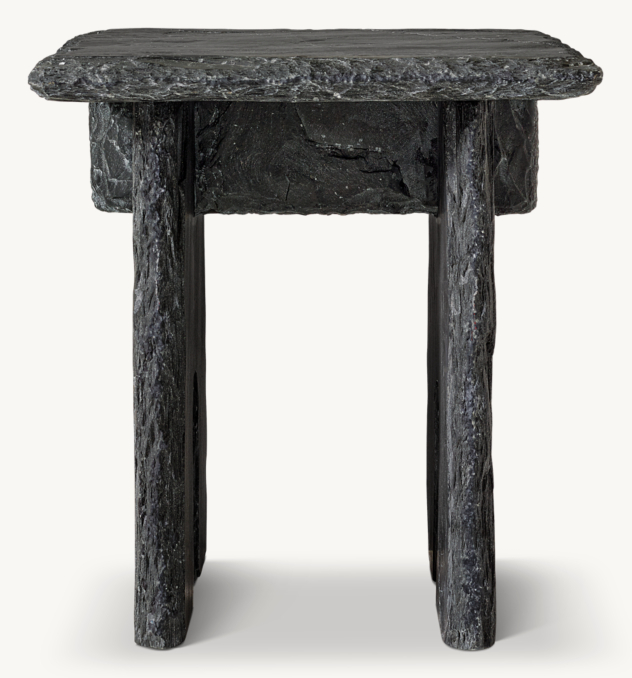 Front view of 1970S French Slate Square Side Table 