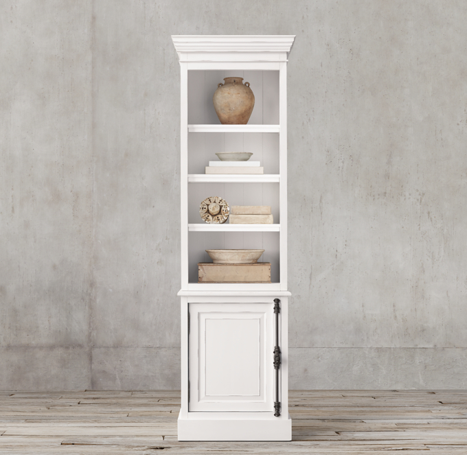 French Panel SingleDoor Sideboard & Open Hutch