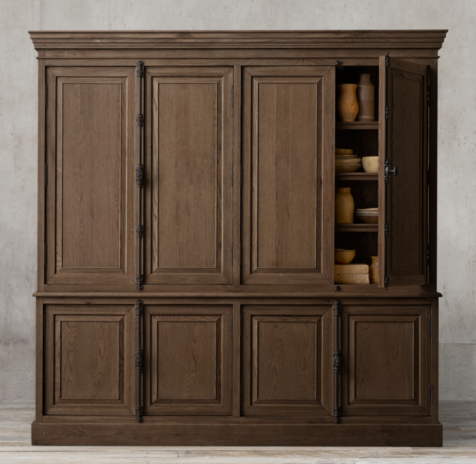 French Panel 4Door Sideboard & Closed Hutch