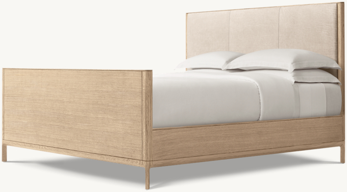 Padua Leather Panel Bed with Footboard