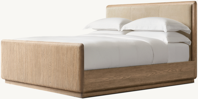 Ciro Leather Panel Bed with Footboard