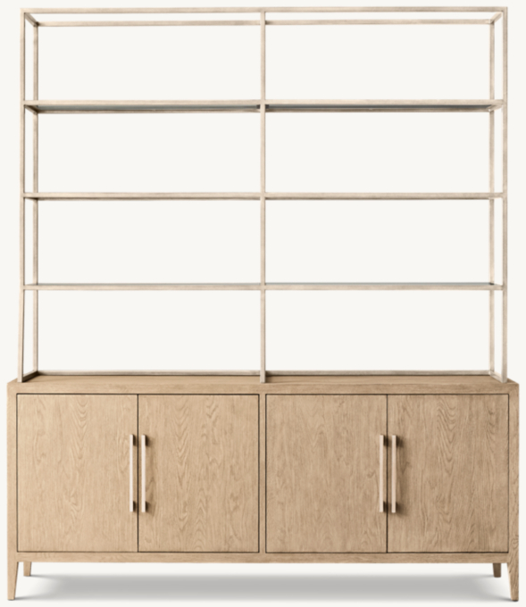 French Contemporary 4-door Open Sideboard & Hutch 