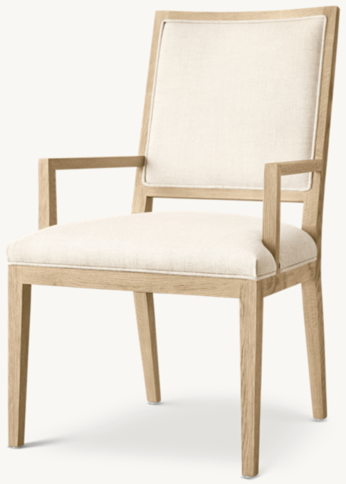 French Contemporary Square Fabric Dining Armchair