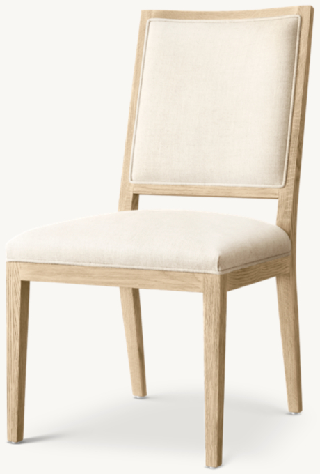 French Contemporary Square Fabric Dining Side Chair