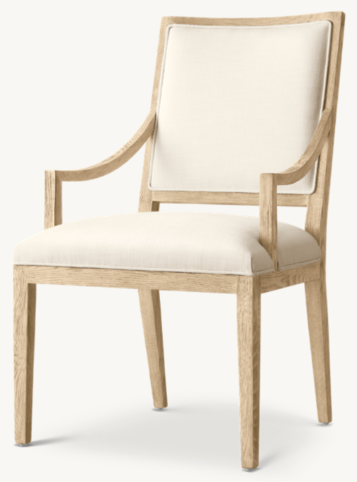 French Contemporary Square Fabric Slope Dining Armchair 