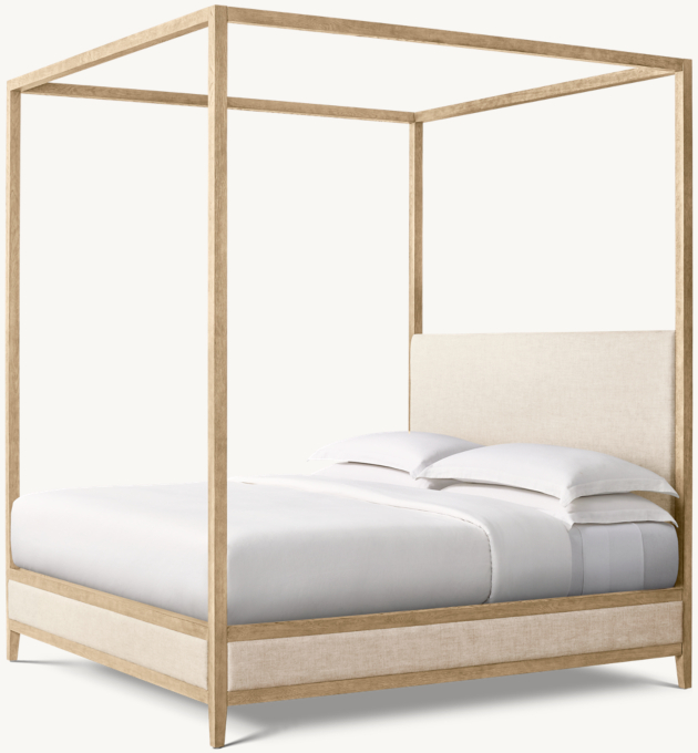 French Contemporary Fabric Panel Canopy Bed