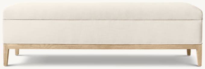 French Contemporary Fabric End-of-Bed Storage Bench