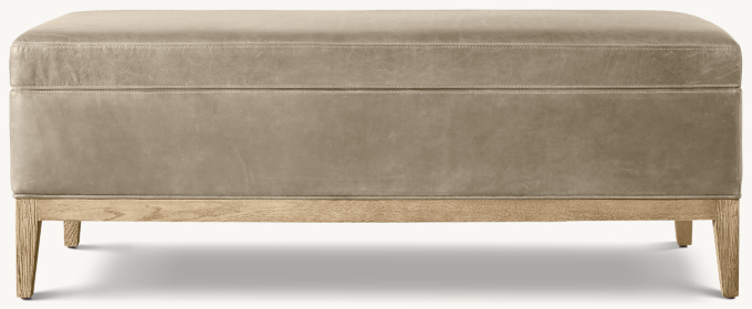 French Contemporary Leather End-of-Bed Storage Bench