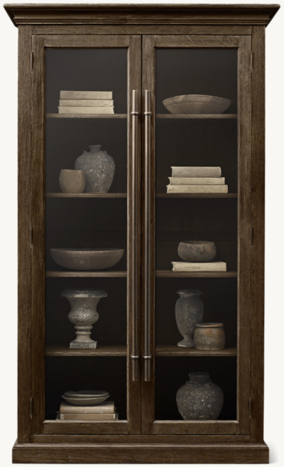 20th C. English Brass Bar Pull Glass Cabinet | RH