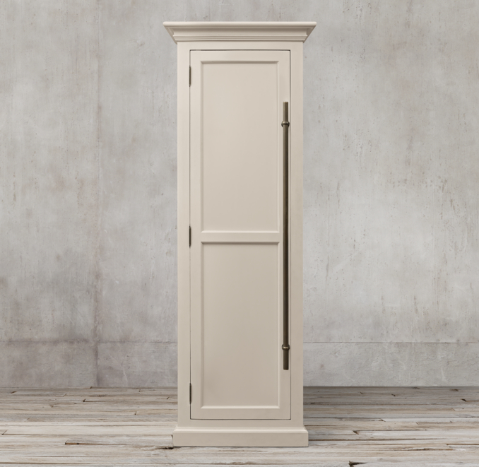 20th C. English Brass Bar Pull Panel Single-Door Cabinet