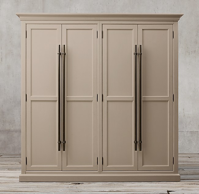 English Brass Bar Pull Panel 4 Door Cabinet, Restoration Hardware Cabinet Pulls