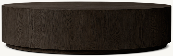 Vue de Face - Montecito - Table Basse Ronde Sur Socle - Chêne Noir