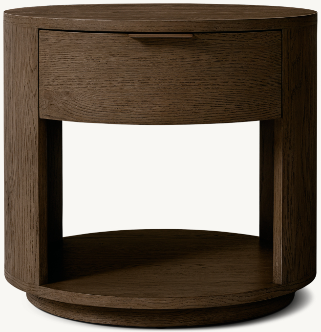 Front view of Montecito Round Side Table With Drawer 