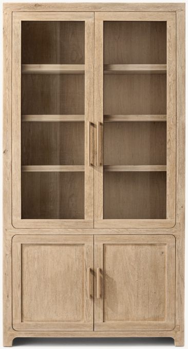 Davos Oak Double-Door Glass Sideboard & Hutch