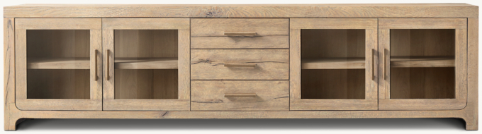 Davos Oak Oak Glass 4-door Media Console With Drawers