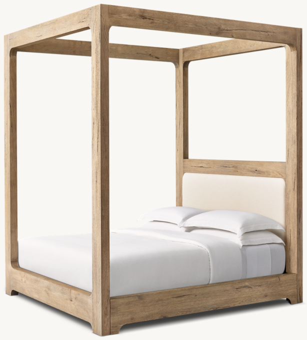 Davos Oak Fabric Canopy Bed