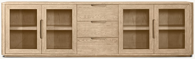 Breton Glass 4-Door Media Console with Drawers