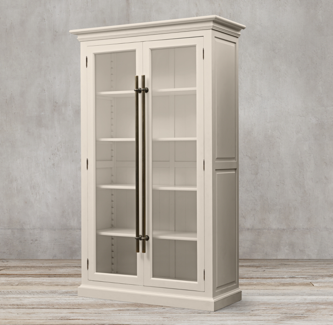 20th C. English Brass Bar Pull Glass DoubleDoor