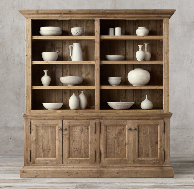 Salvaged Wood Panel 4Door Sideboard & Open Hutch