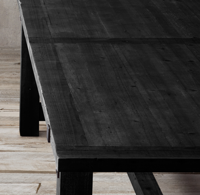 Reclaimed Wood & Zinc Strap Rectangular Dining Table