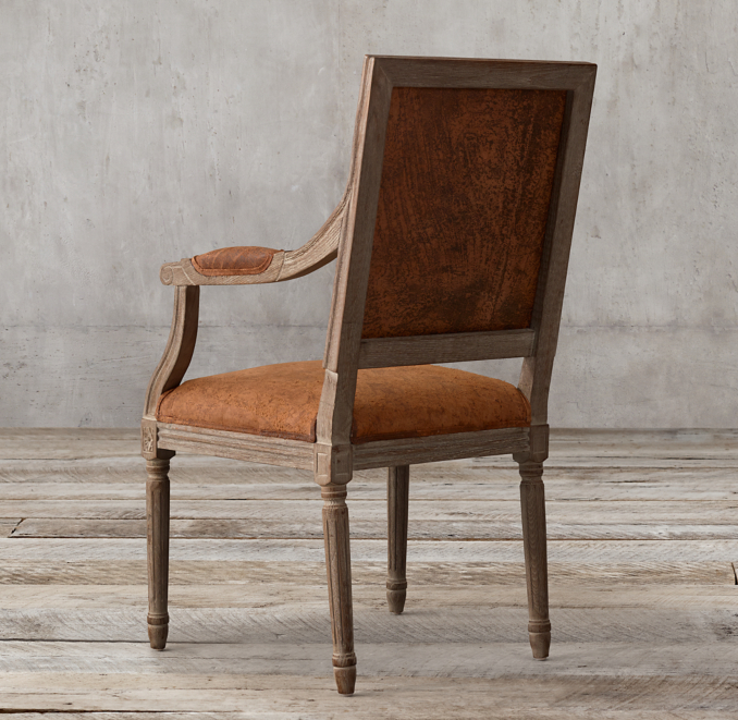 Vintage French Square Leather Armchair