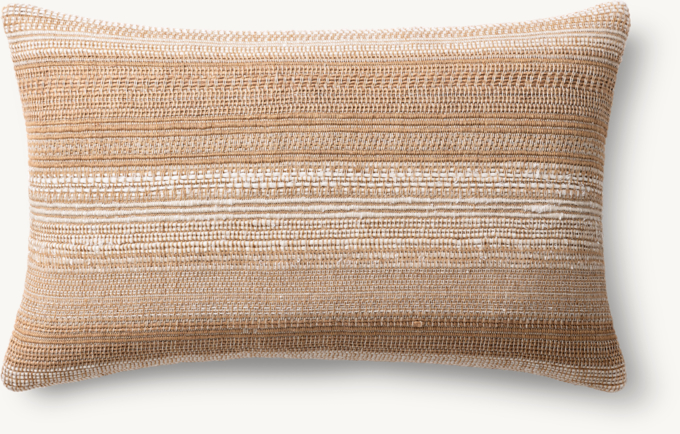 Alina Handwoven Banded Slub Pillow Cover - Lumbar