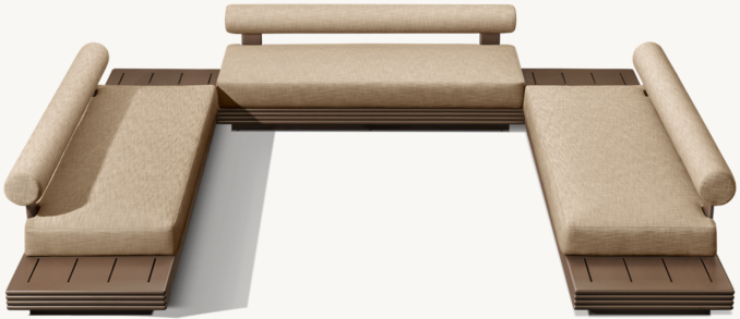Front High view of Bondi Aluminum Modular U-Sectional With Side Tables 