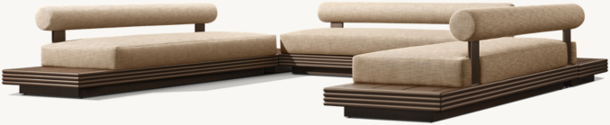 Three Quarter view of Bondi Aluminum Modular U-Sectional With Side Tables 