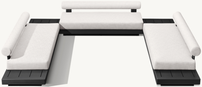Front High view of Bondi Aluminum Modular U-Sectional With Side Tables 