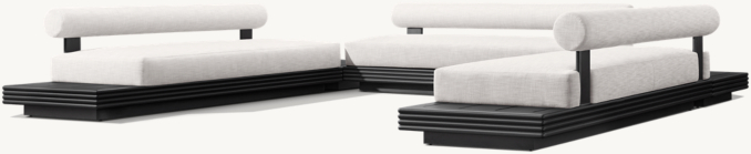 Three Quarter view of Bondi Aluminum Modular U-Sectional With Side Tables 