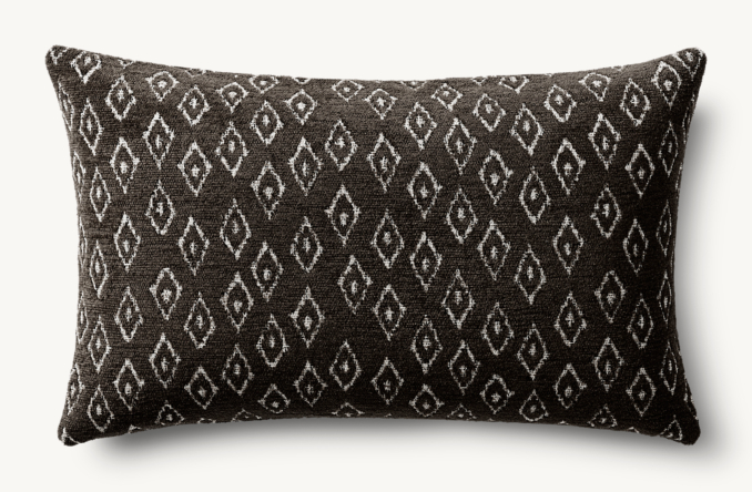 Overhead view of Ria Small Diamond Print Outdoor Pillow Cover - Lumbar 