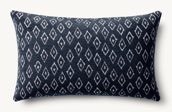 Overhead view of Ria Small Diamond Print Outdoor Pillow Cover - Lumbar 