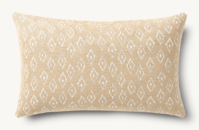 Overhead view of Ria Small Diamond Print Outdoor Pillow Cover - Lumbar 