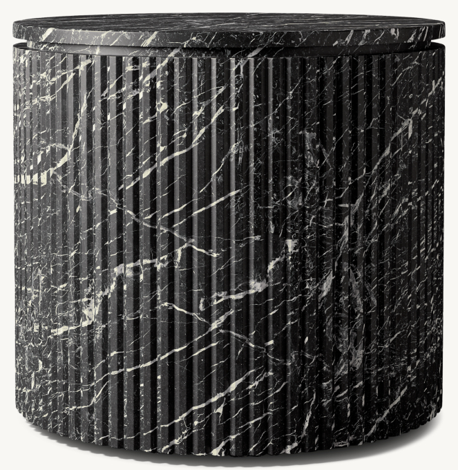 Byron Reeded Stone Round Side Table