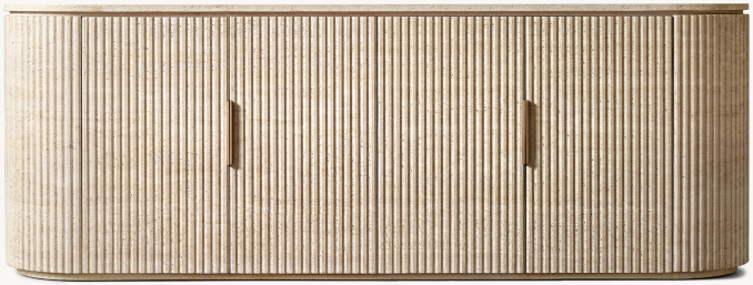 Front view of Byron Reeded Stone 4-Door Sideboard 