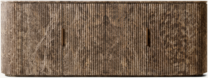 Front view of Byron Reeded Stone 4-Door Sideboard 