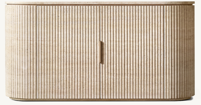 Front view of Byron Reeded Stone Double-Door Sideboard 