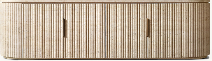 Front view of Byron Reeded Stone 4-Door Media Console 