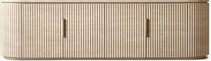 Front view of Byron Reeded Stone 4-Door Media Console 