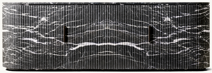 Front view of Byron Reeded Stone 4-Door Media Console 