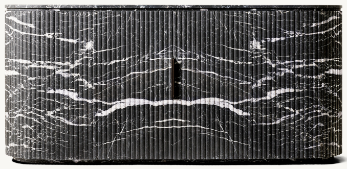Front view of Byron Reeded Stone Double-Door Media Console 