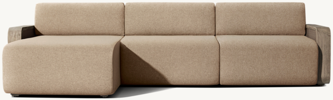 Santiago Teak Left-Arm Sofa-Chaise Sectional 